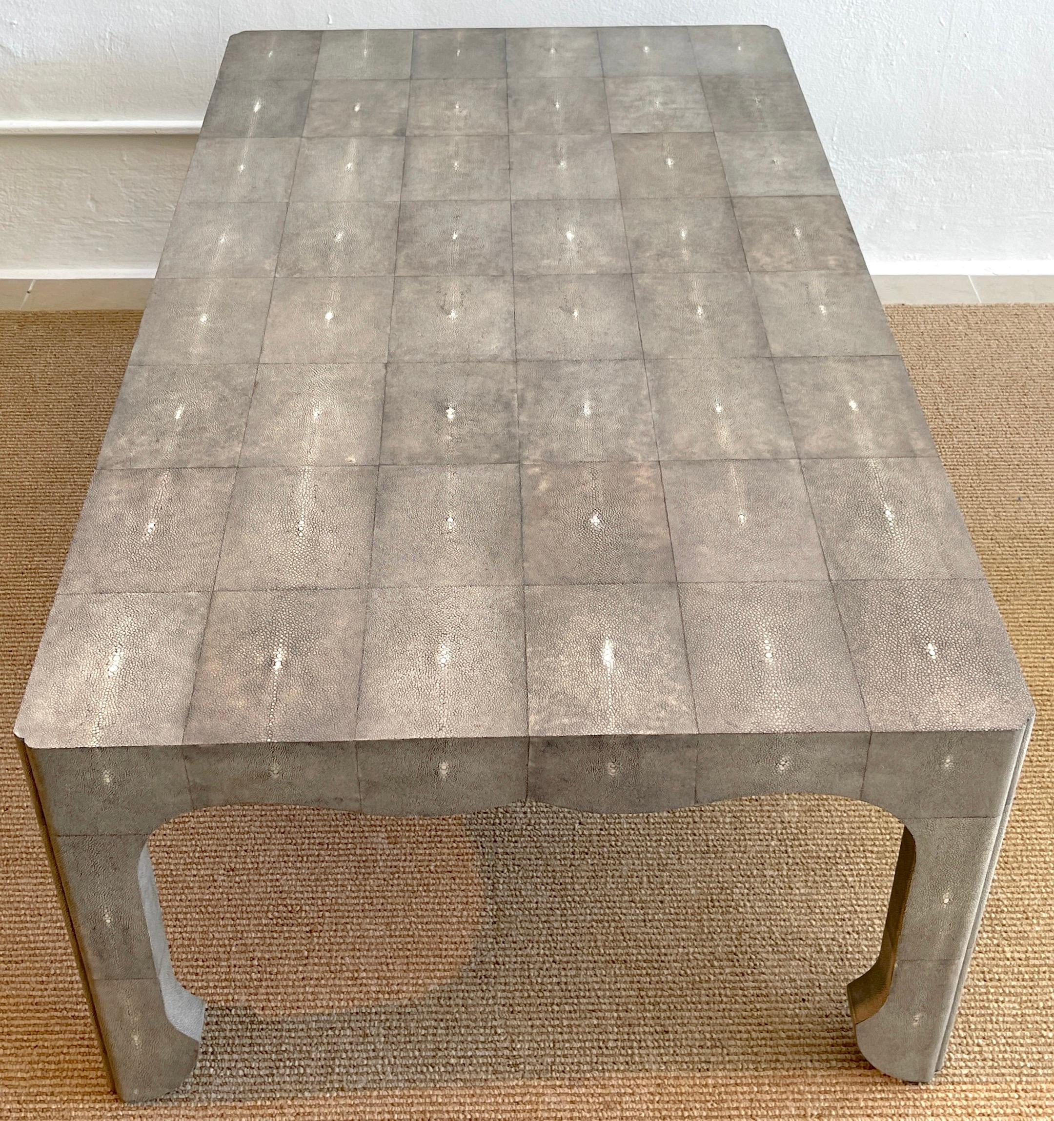 French Modern Style Grey Shagreen Coffee Table For Sale 7
