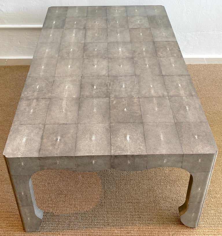 French Modern Style Grey Shagreen Coffee Table For Sale at 1stDibs