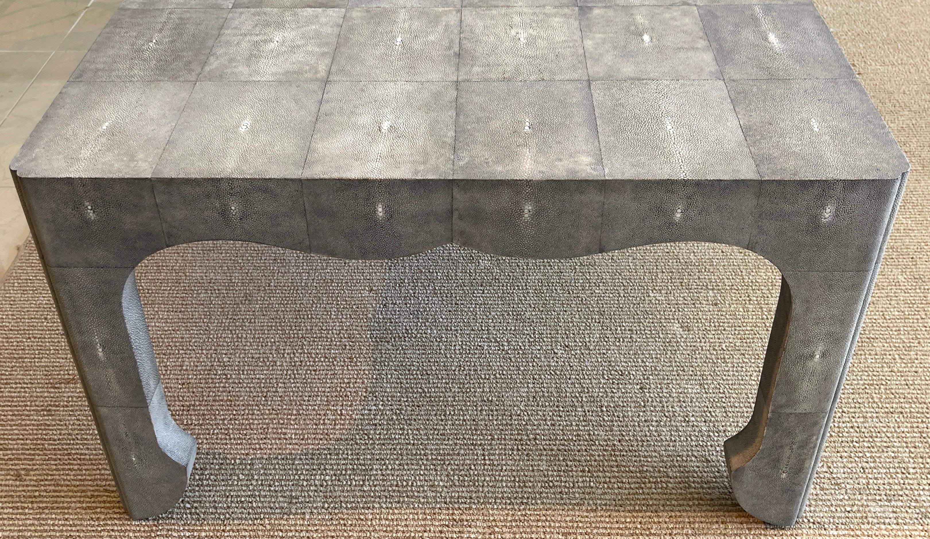 French Modern Style Grey Shagreen Coffee Table In Good Condition For Sale In West Palm Beach, FL