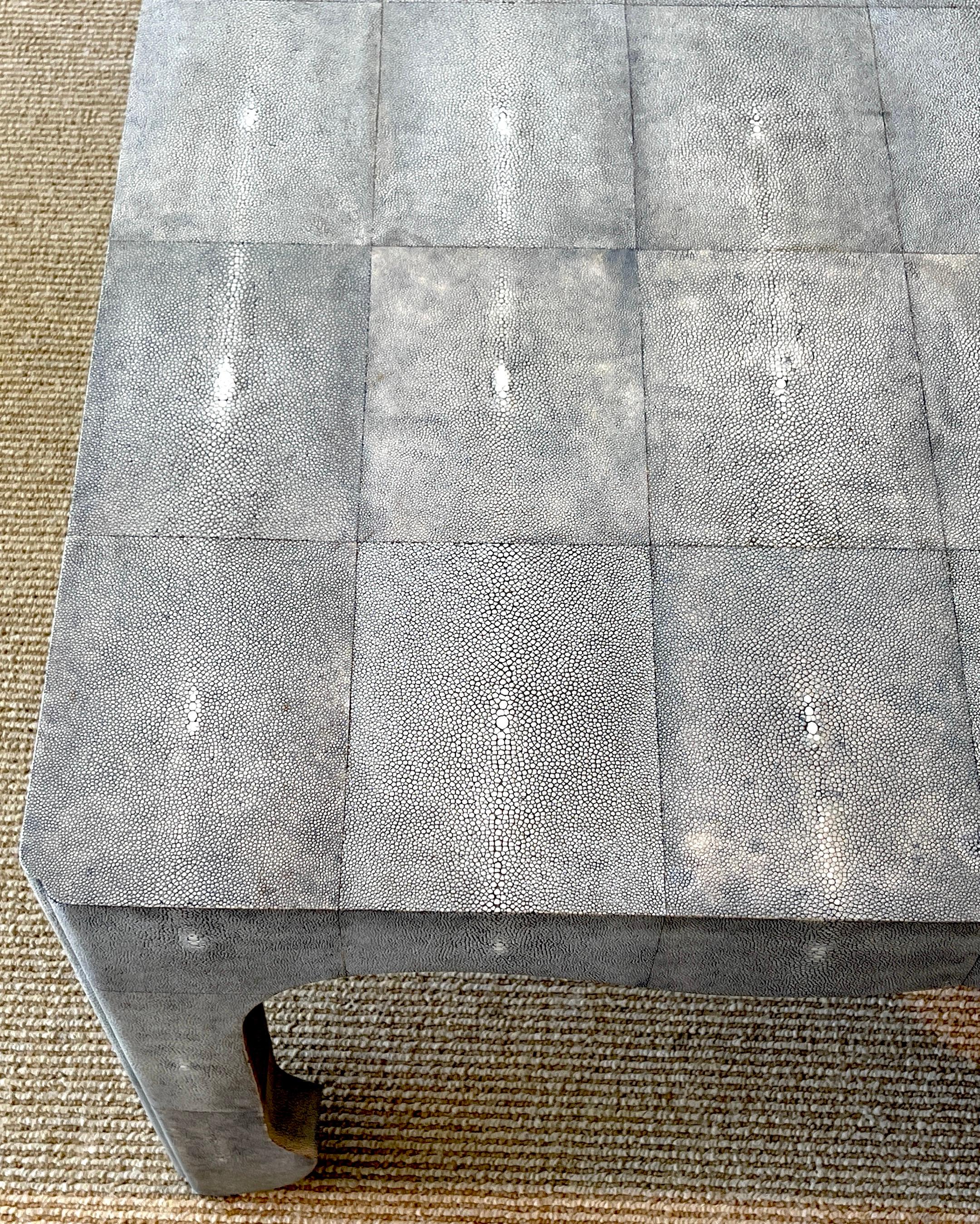 French Modern Style Grey Shagreen Coffee Table For Sale 1