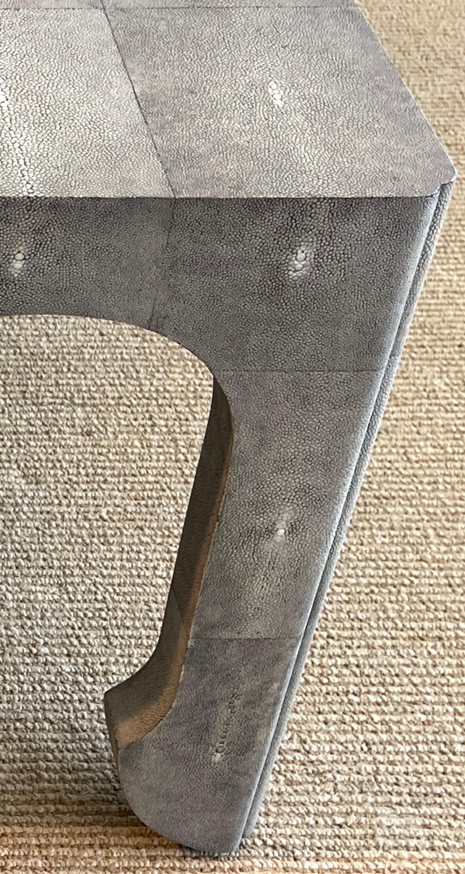 French Modern Style Grey Shagreen Coffee Table For Sale 2