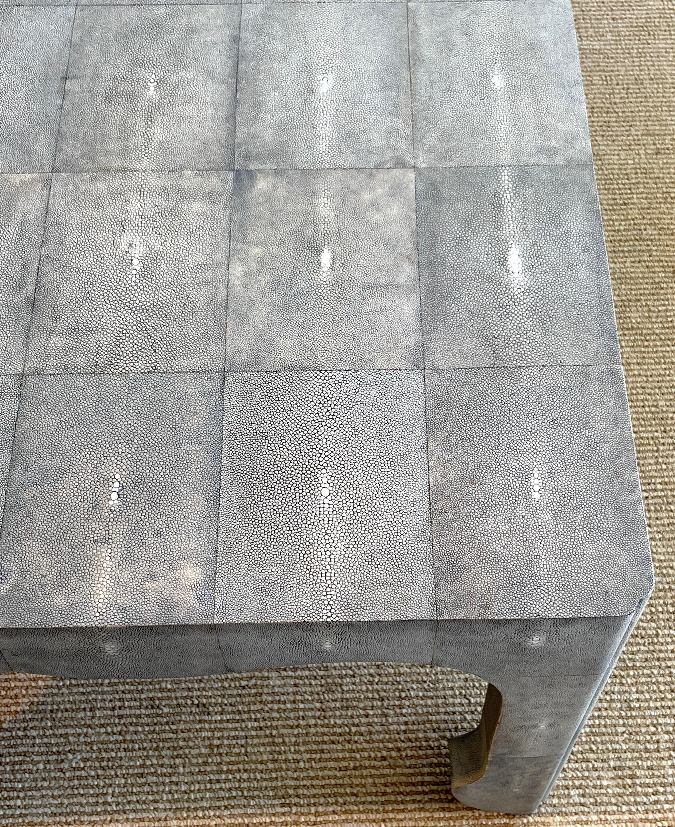 French Modern Style Grey Shagreen Coffee Table For Sale 3