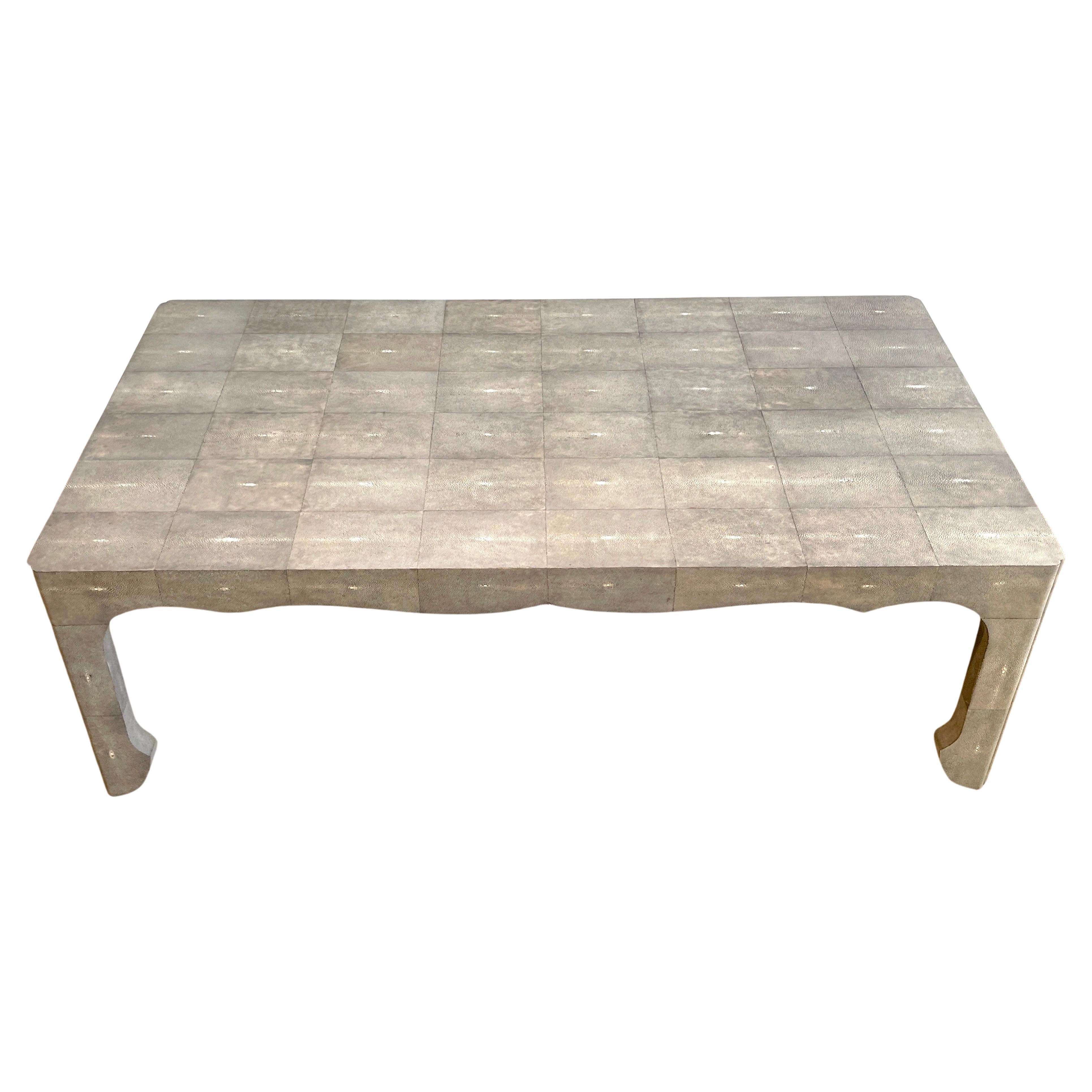 French Modern Style Grey Shagreen Coffee Table For Sale