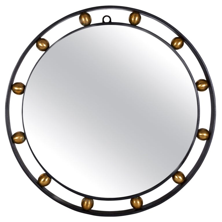 French Modern Style Round Wrought Iron, Round Wrought Iron Mirror