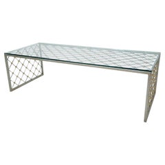 French Modern Style Steel and Brass Coffee Table