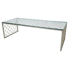 Retro French Modern Style Steel and Brass Coffee Table