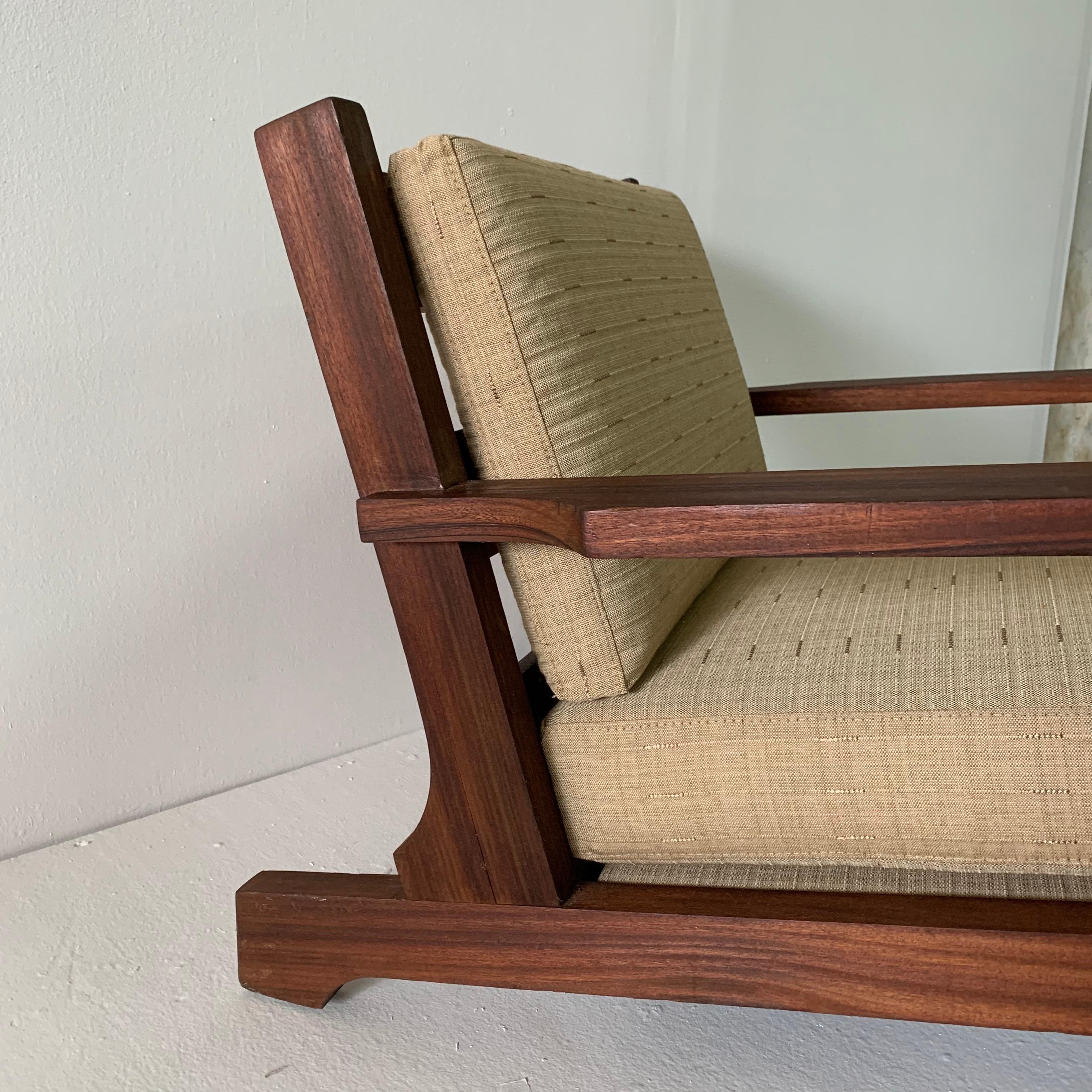 French Modern Style Teak Low-back Lounge Chair In Good Condition In East Hampton, NY