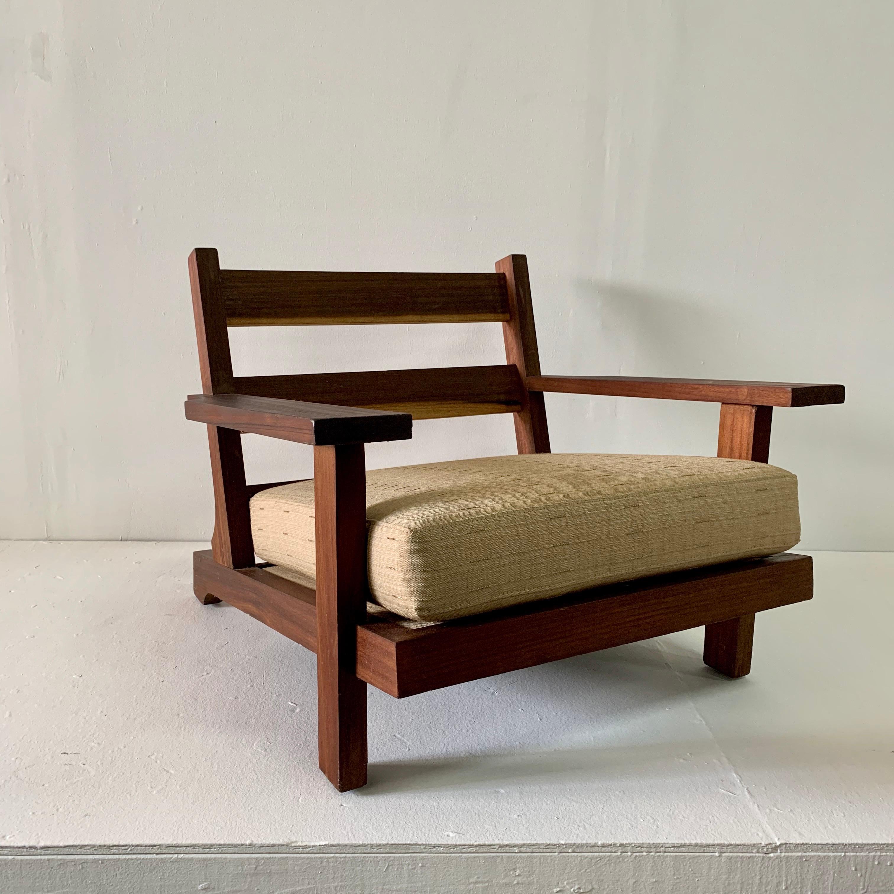 Mid-20th Century French Modern Style Teak Low-back Lounge Chair