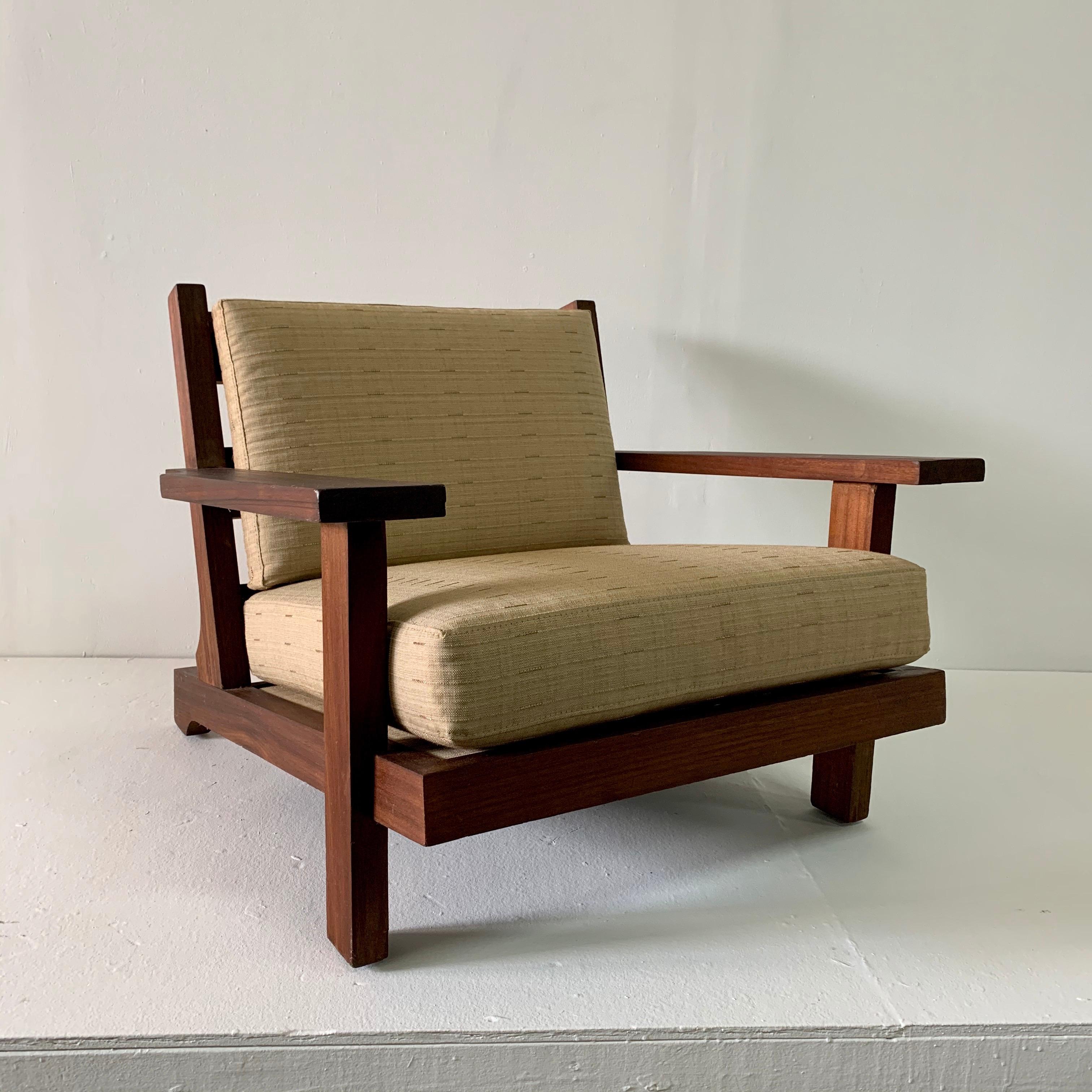 French Modern Style Teak Low-back Lounge Chair 1