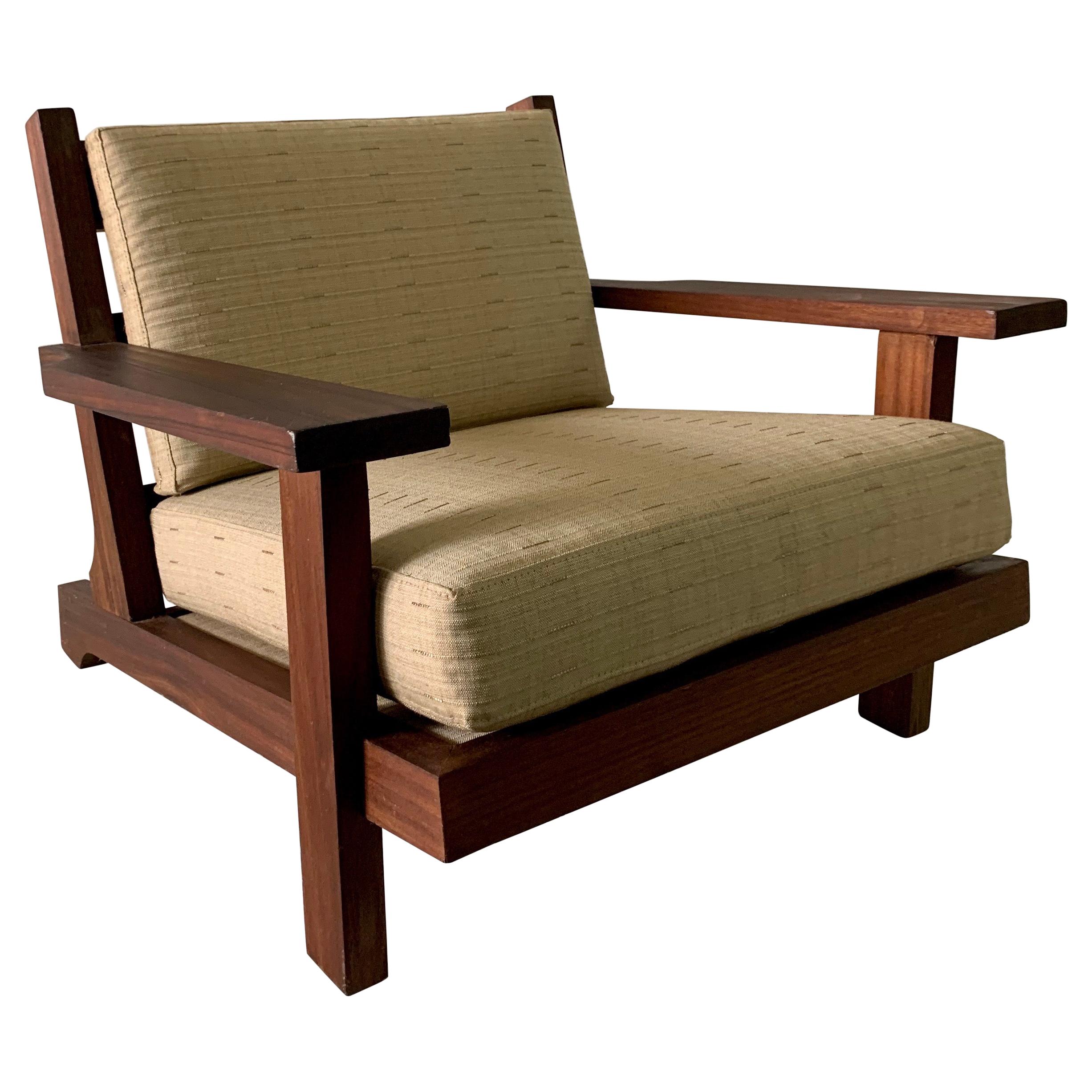 French Modern Style Teak Low-back Lounge Chair