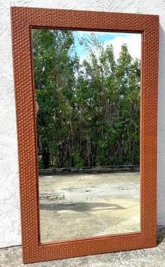 French Modern Style Woven Rattan Rectangular Floor /Full Length Mirror