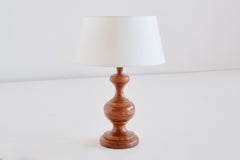 French Modern Table Lamp in Oak with Ivory Shade, 1950s