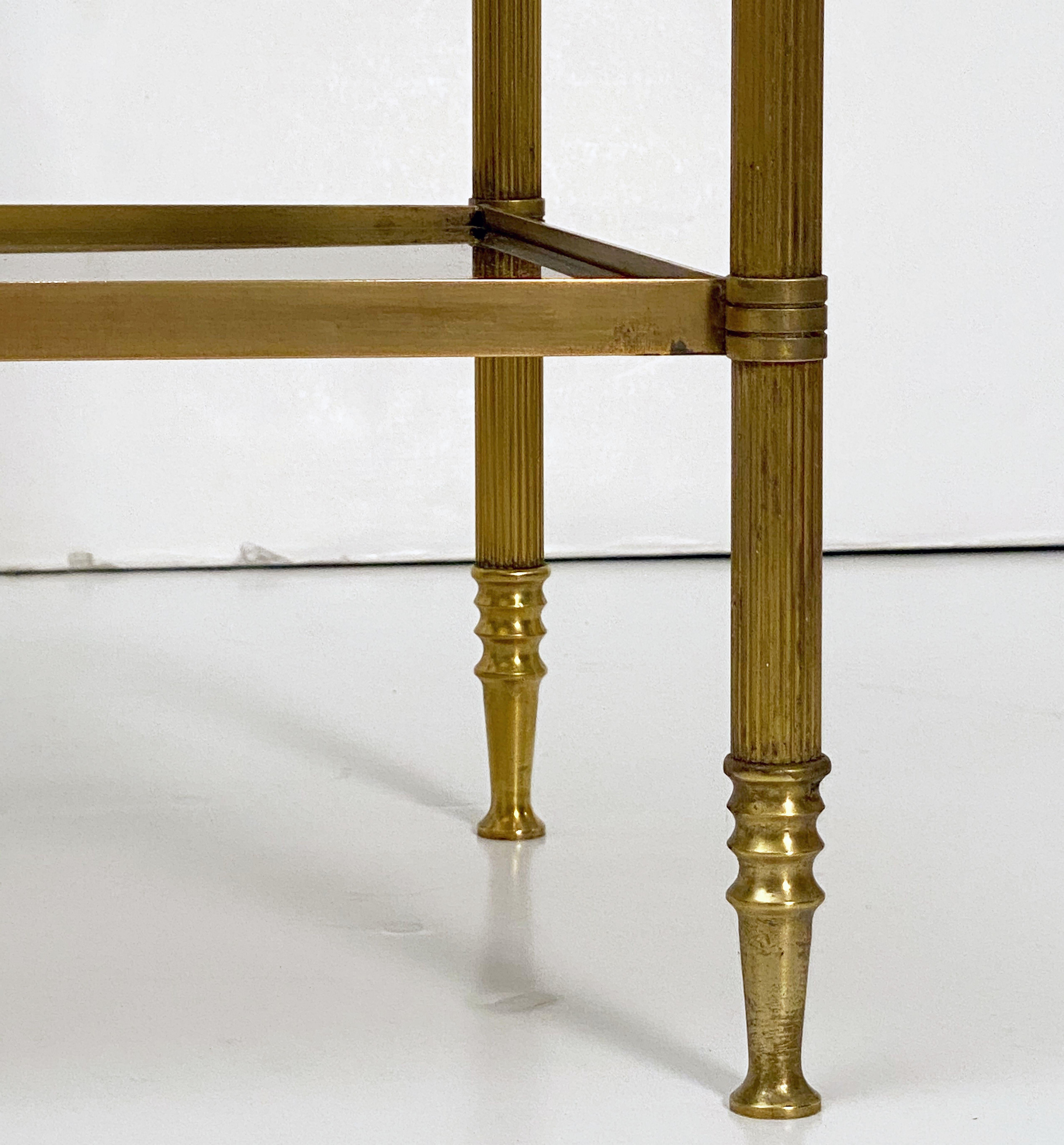 French Modern Three-Tier Étagère or Shelves of Brass and Smoked Glass 8