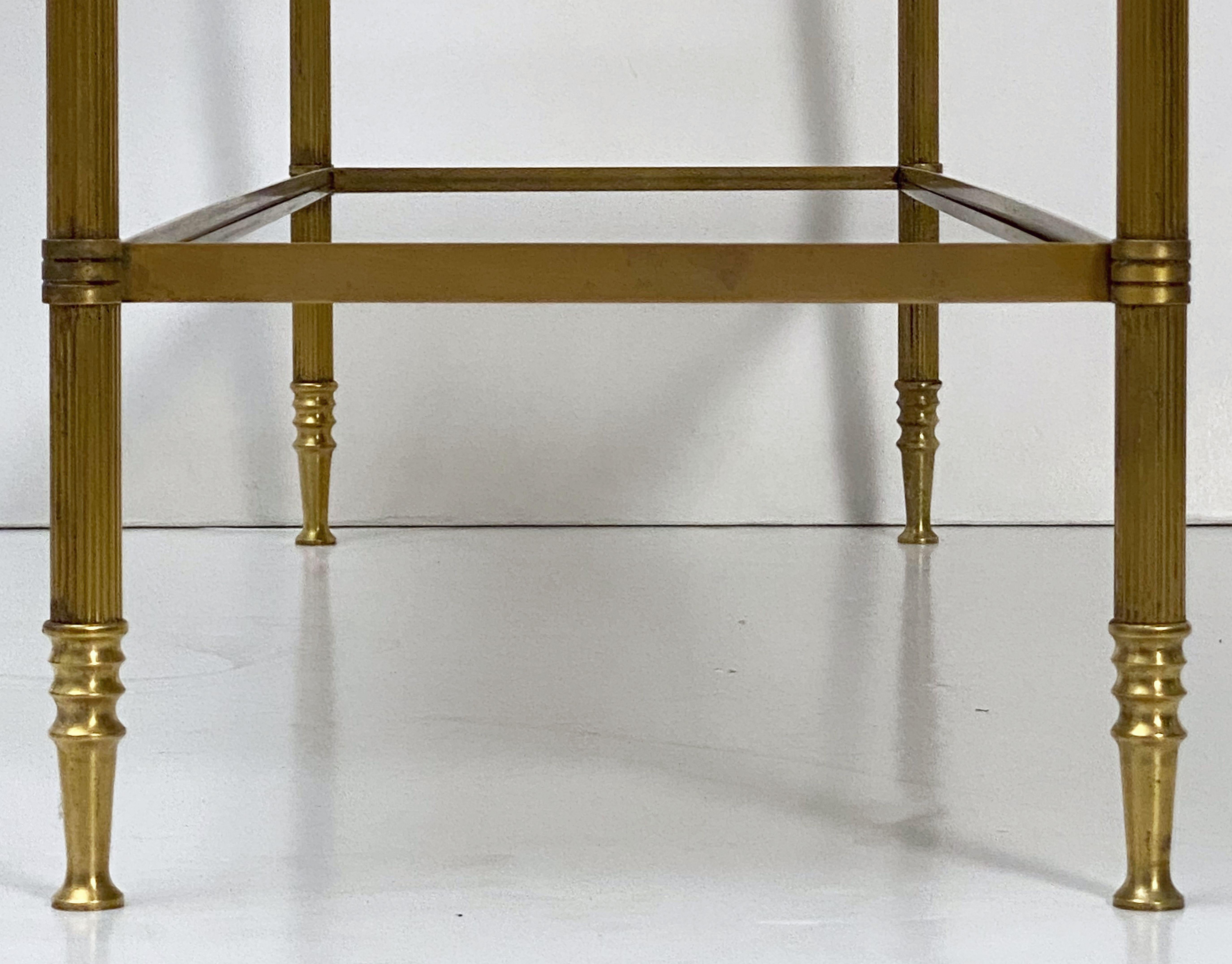 French Modern Three-Tier Étagère or Shelves of Brass and Smoked Glass 15