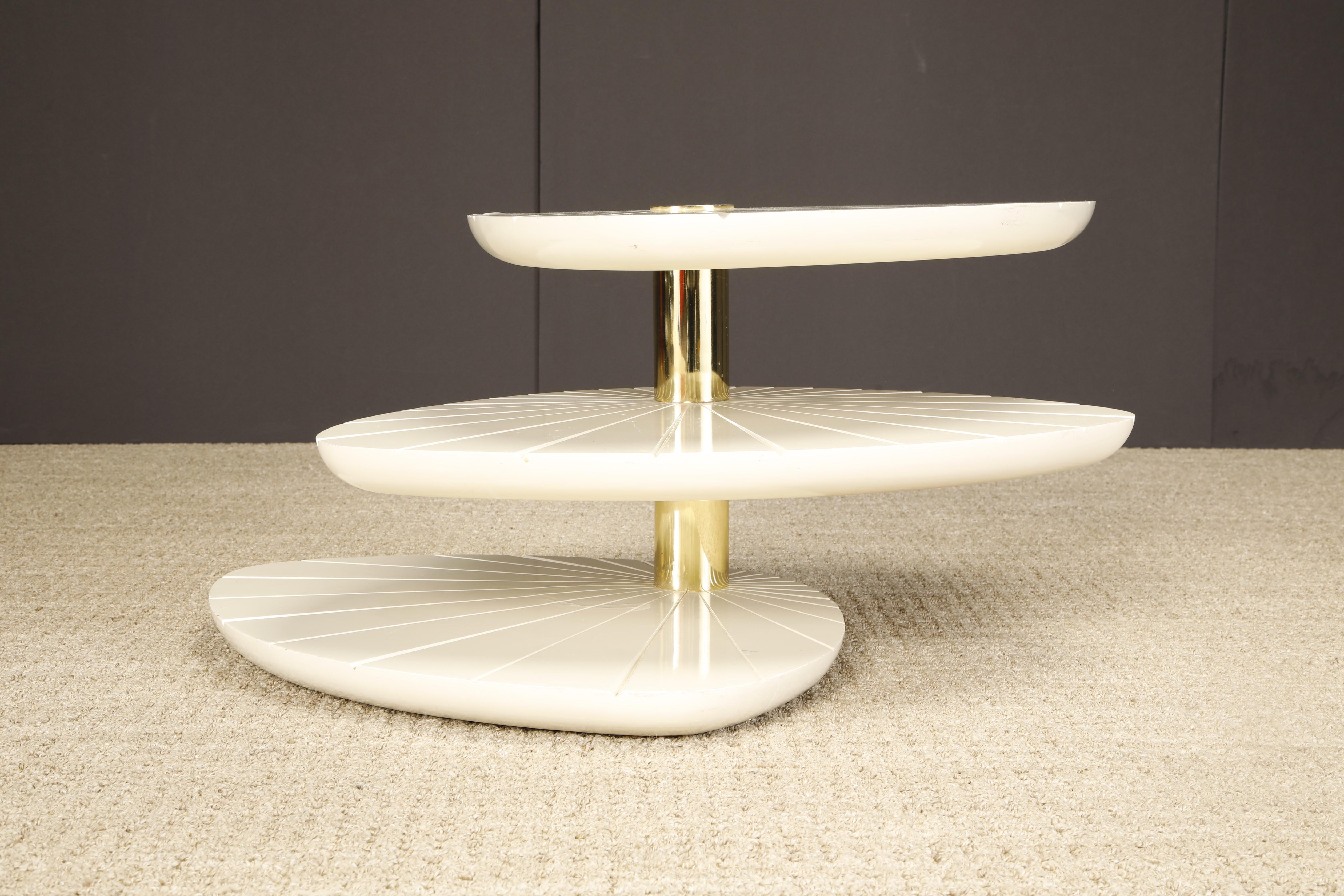 Rotating Modern Table French Modern Three-Tier Rotating Coffee Table, 1970s For Sale at 1stDibs