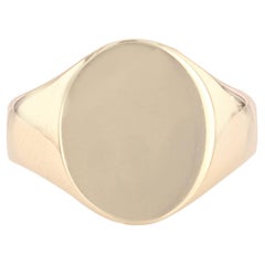 French Modern Unengraved 18 Karat Yellow Gold Signet Ring