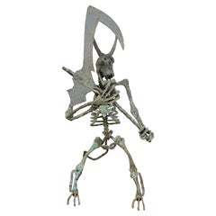 French Modern Verdigris Bronze Sculpture of a Allegory of Death /Grim Reaper