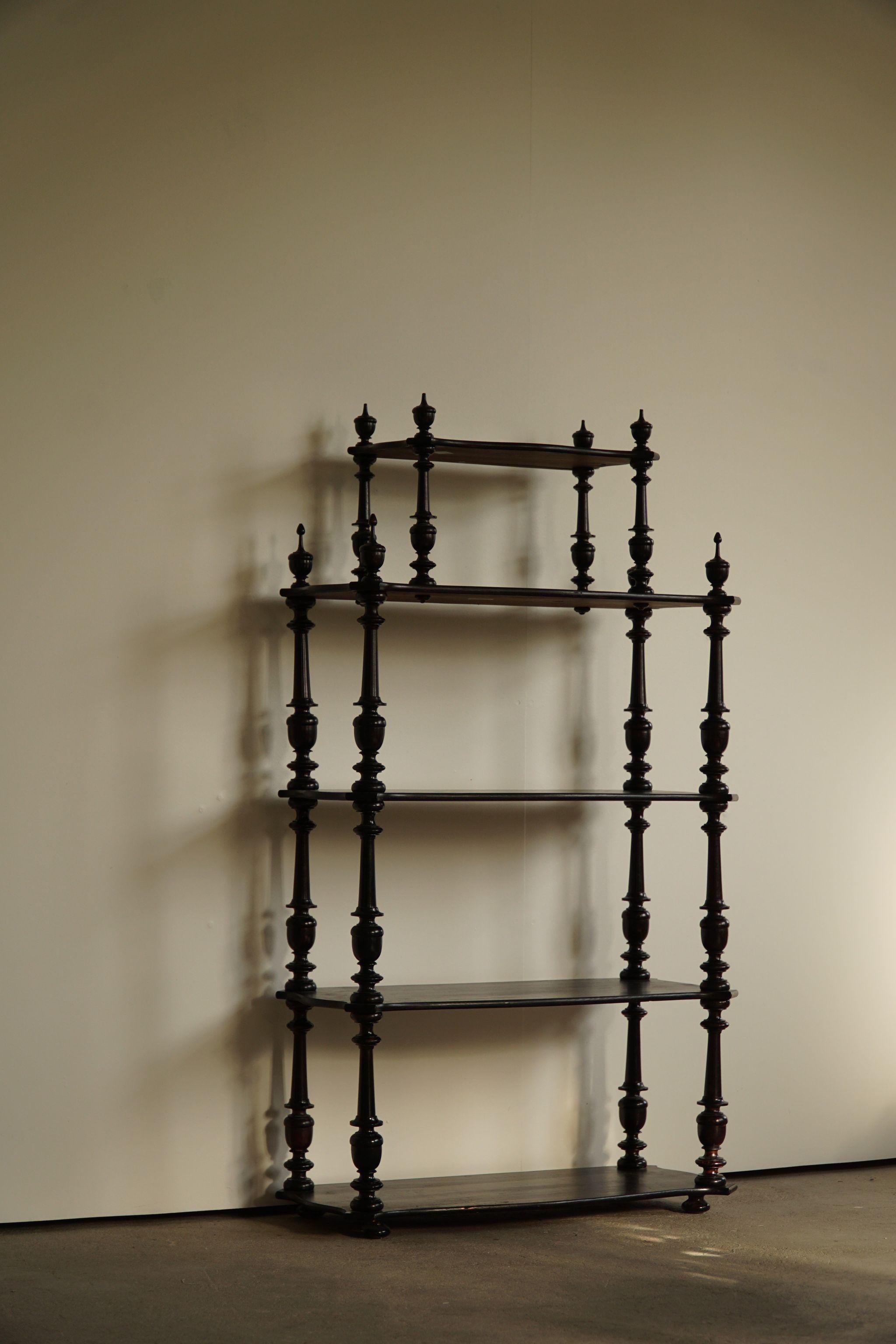 Baroque French Modern Vintage Étagére Shelf in Stained Pine, 19th Century