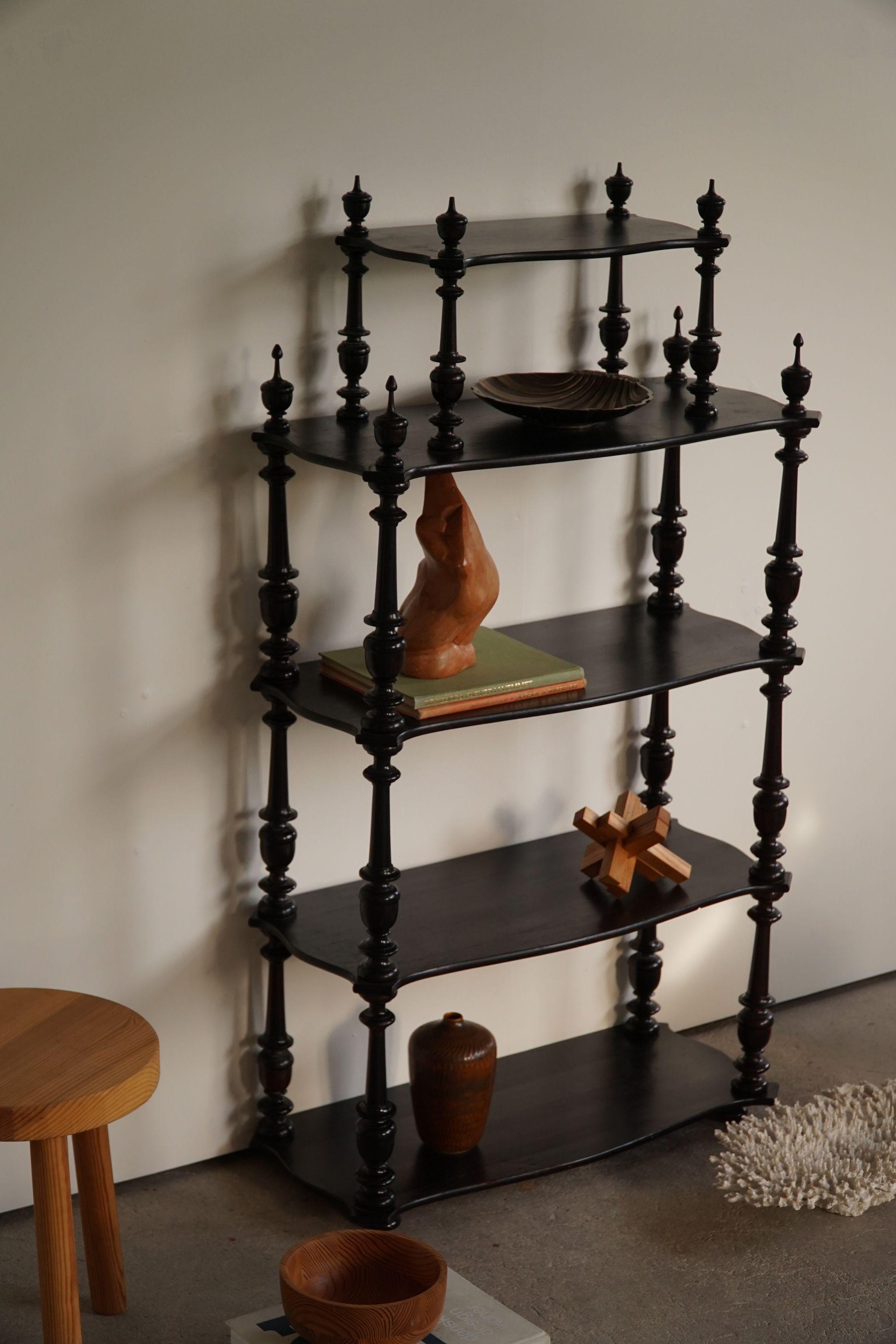French Modern Vintage Étagére Shelf in Stained Pine, 19th Century 4