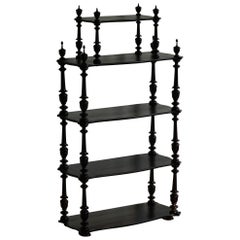 French Modern Vintage Étagére Shelf in Stained Pine, 19th Century