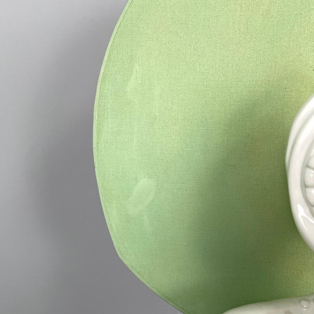 French modern white ceramic floor lamp with green leaf by Roche Bobois, 1980s For Sale 8