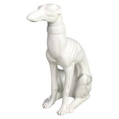 French modern white ceramic greyhound dog sculpture by Roche Bobois, 1980s