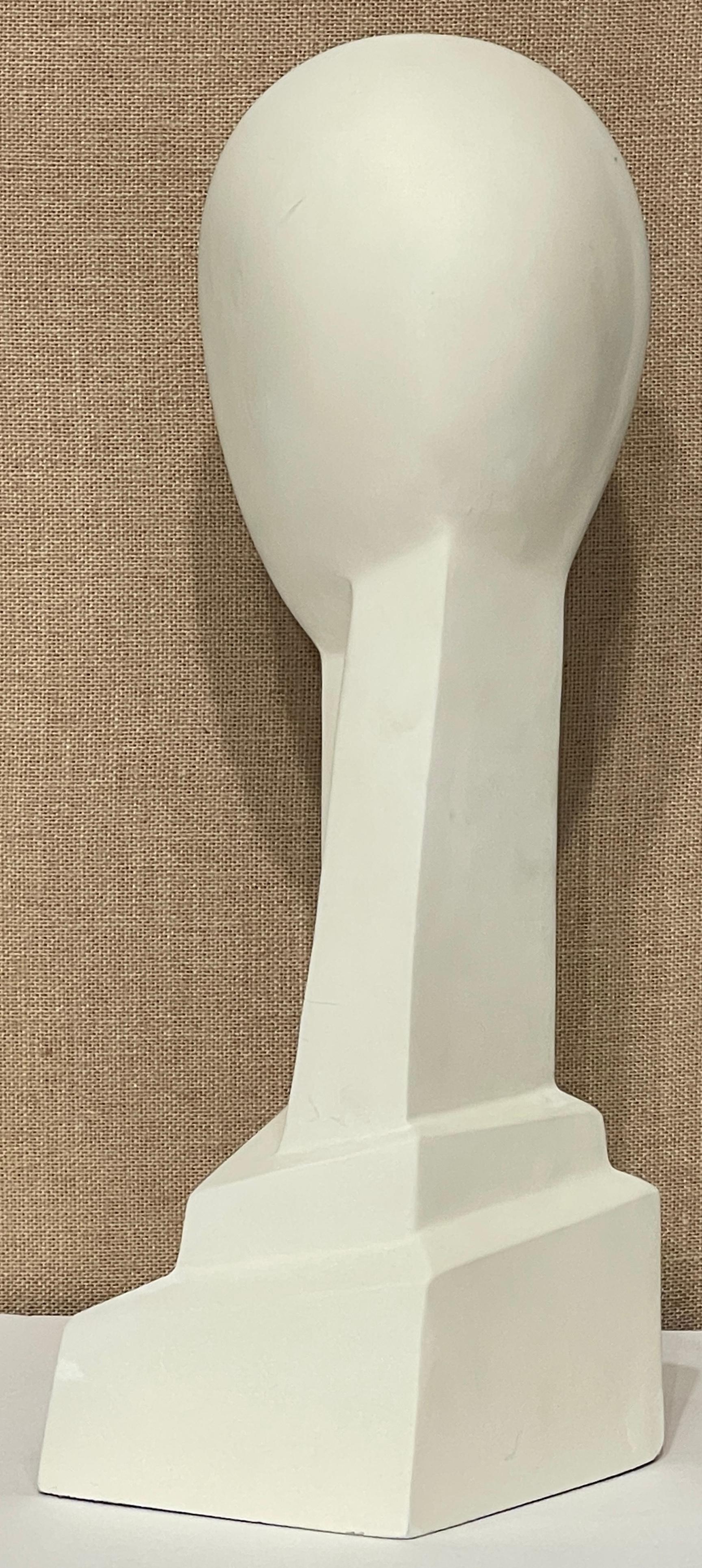 French  Modern White Painted Plaster Sculpture  'Head of a Woman' 6