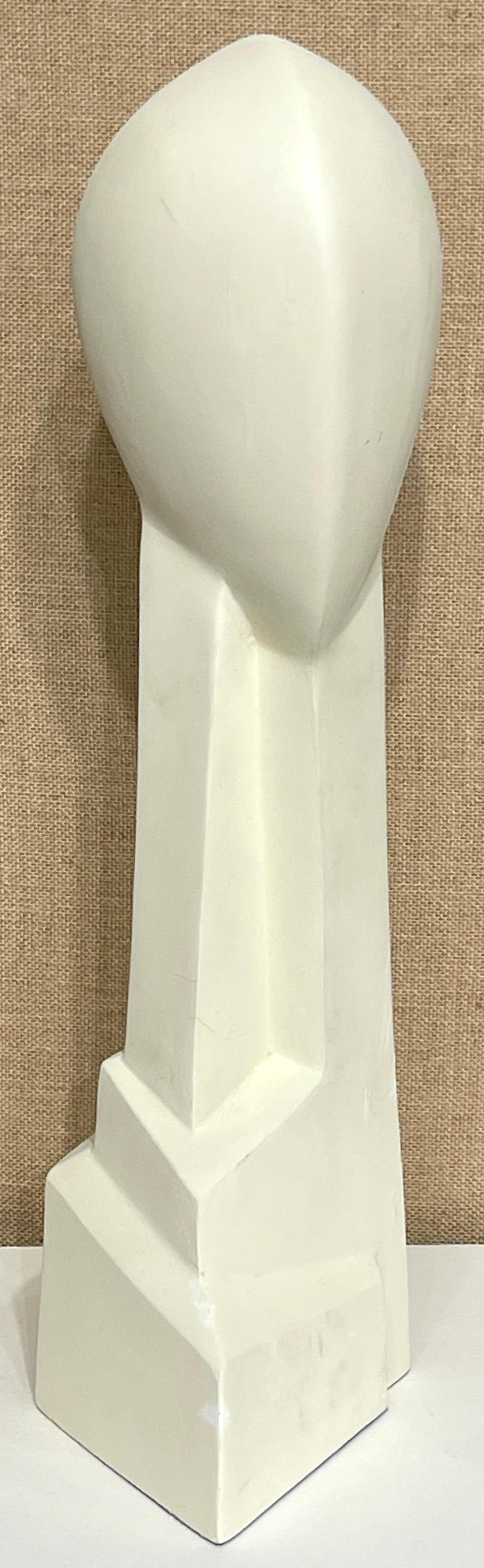European French  Modern White Painted Plaster Sculpture  'Head of a Woman'