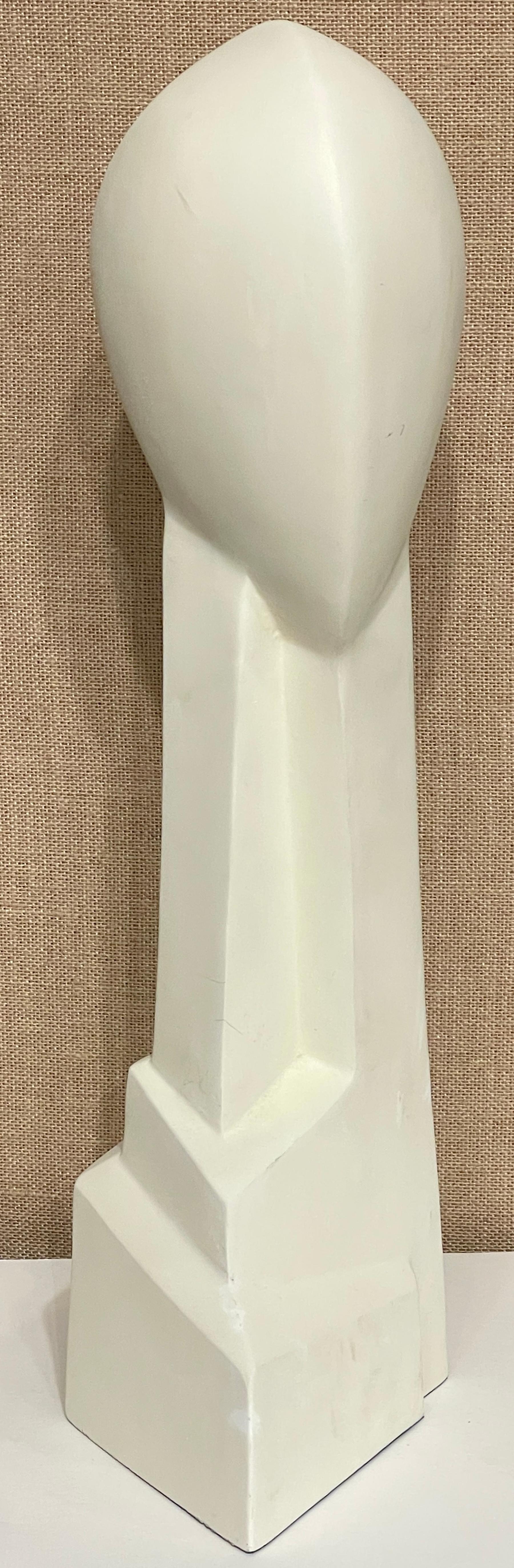 French  Modern White Painted Plaster Sculpture  'Head of a Woman' In Good Condition In West Palm Beach, FL