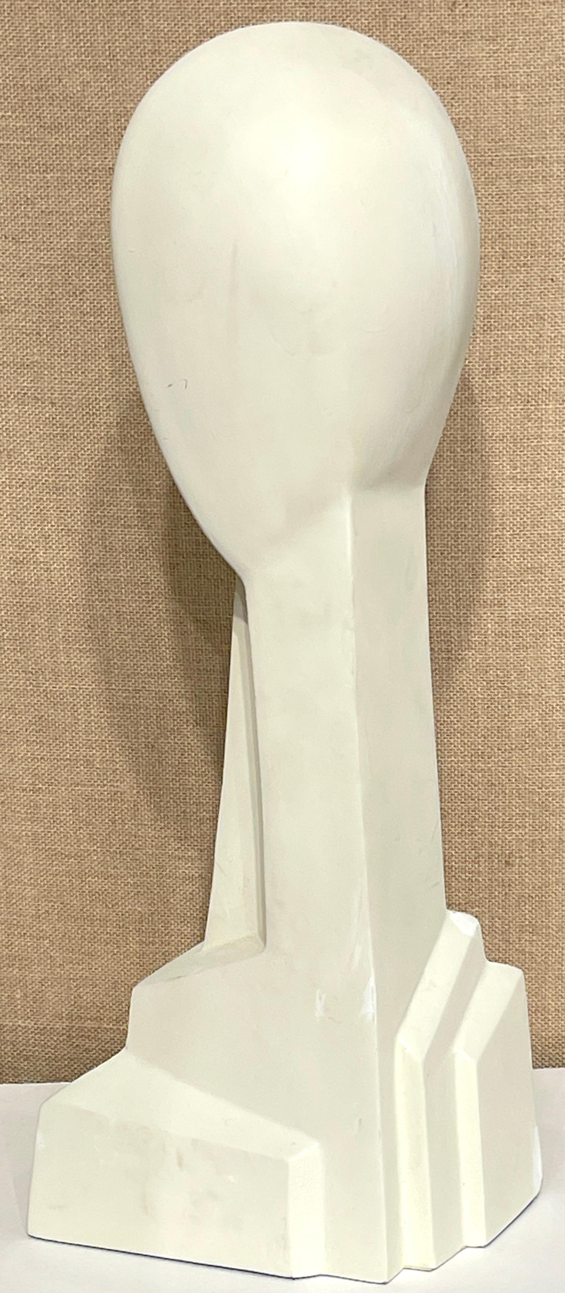 French  Modern White Painted Plaster Sculpture  'Head of a Woman' 2