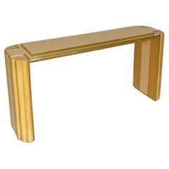 French Modern Wood Brass Entrace Console by Alain Delon for Maison Jansen, 1980s