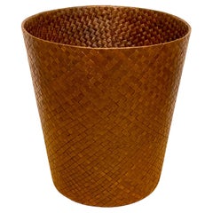 French Modern Woven Leather Wasterpaper Basket