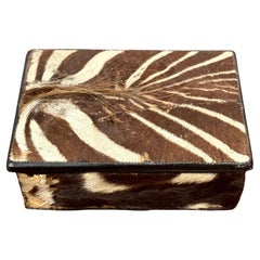 Vintage French Modern Zebra Hide & Leather Box