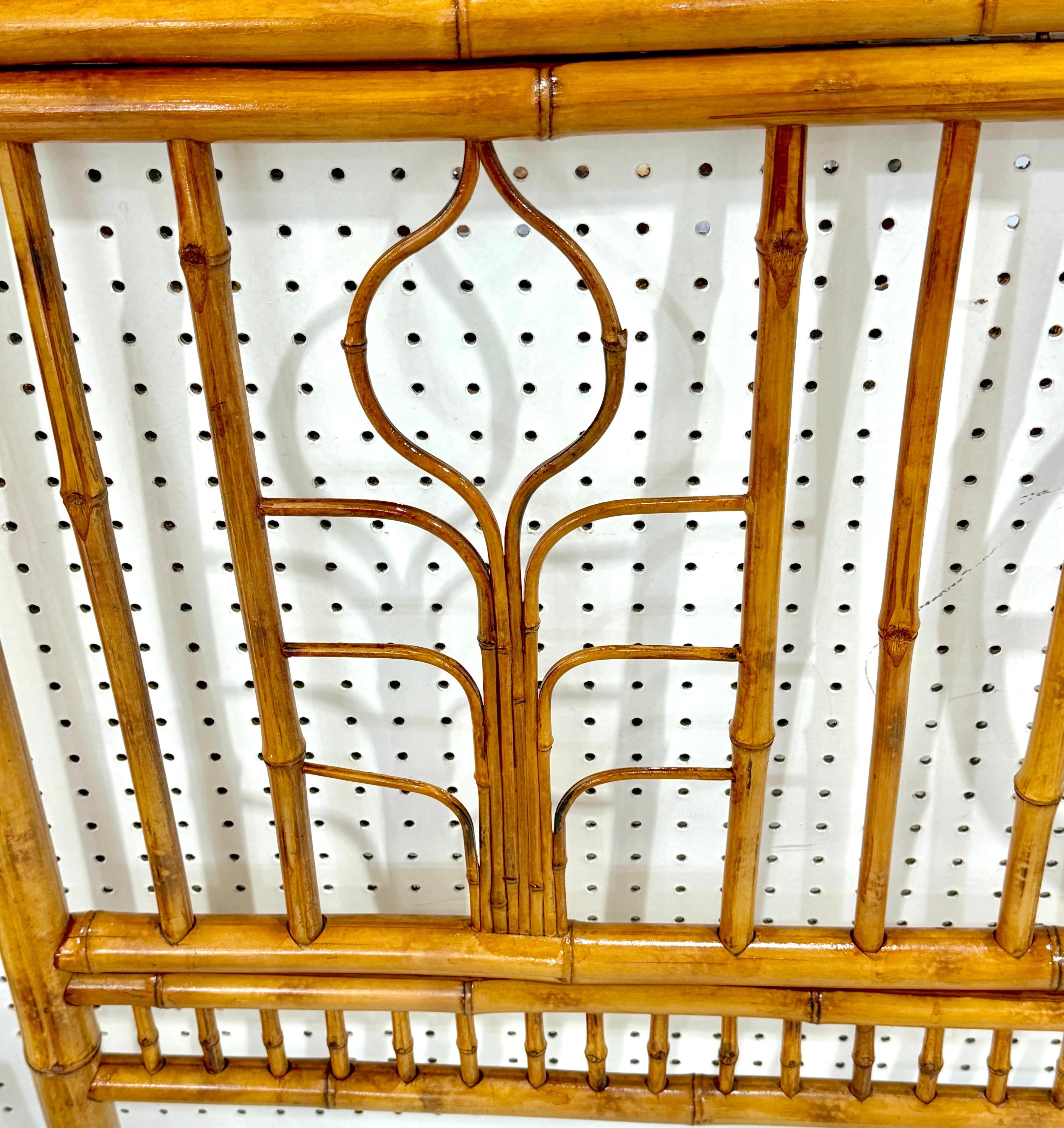 French Modern Zen Motif Bamboo & Rattan Queen Size Headboard, Circa 1970s 7
