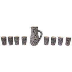 French Moderne Annecy Fat Lava Glaze Ceramic Drink Serving Set