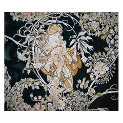 Französische Moderne Aubusson Wandteppich - Die junge Frau nach Alfons Mucha -N 1623 Französische Moderne Aubusson Wandteppich - Die junge Frau nach Alfons Mucha -N 1623
