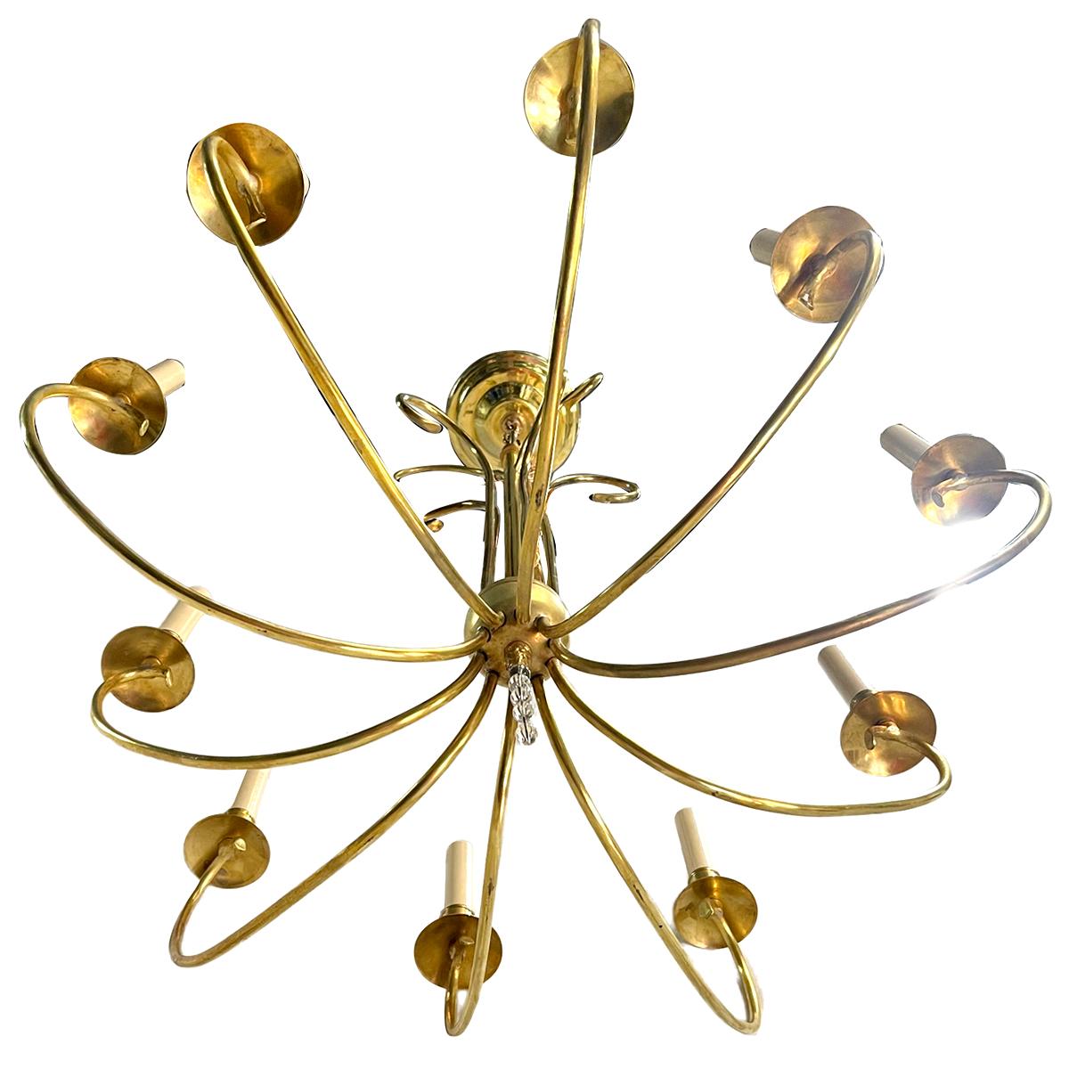 Mid-20th Century French Moderne Chandelier For Sale