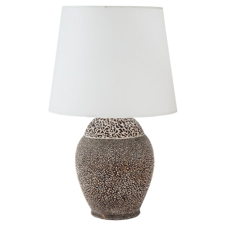 French Moderne Enamel Glaze Ceramic, Enamel Shade Table Lamp