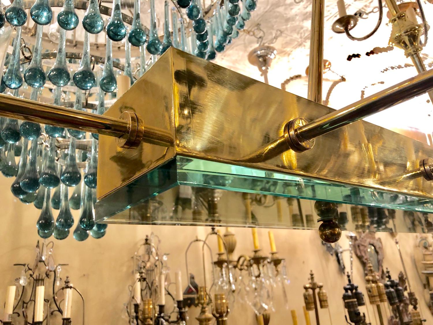 French Moderne Horizontal Chandelier In Good Condition For Sale In New York, NY