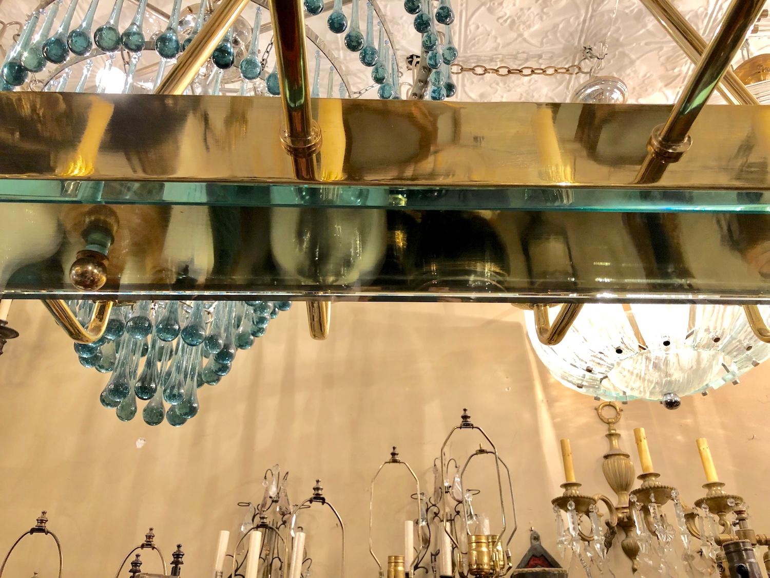 Mid-20th Century French Moderne Horizontal Chandelier For Sale