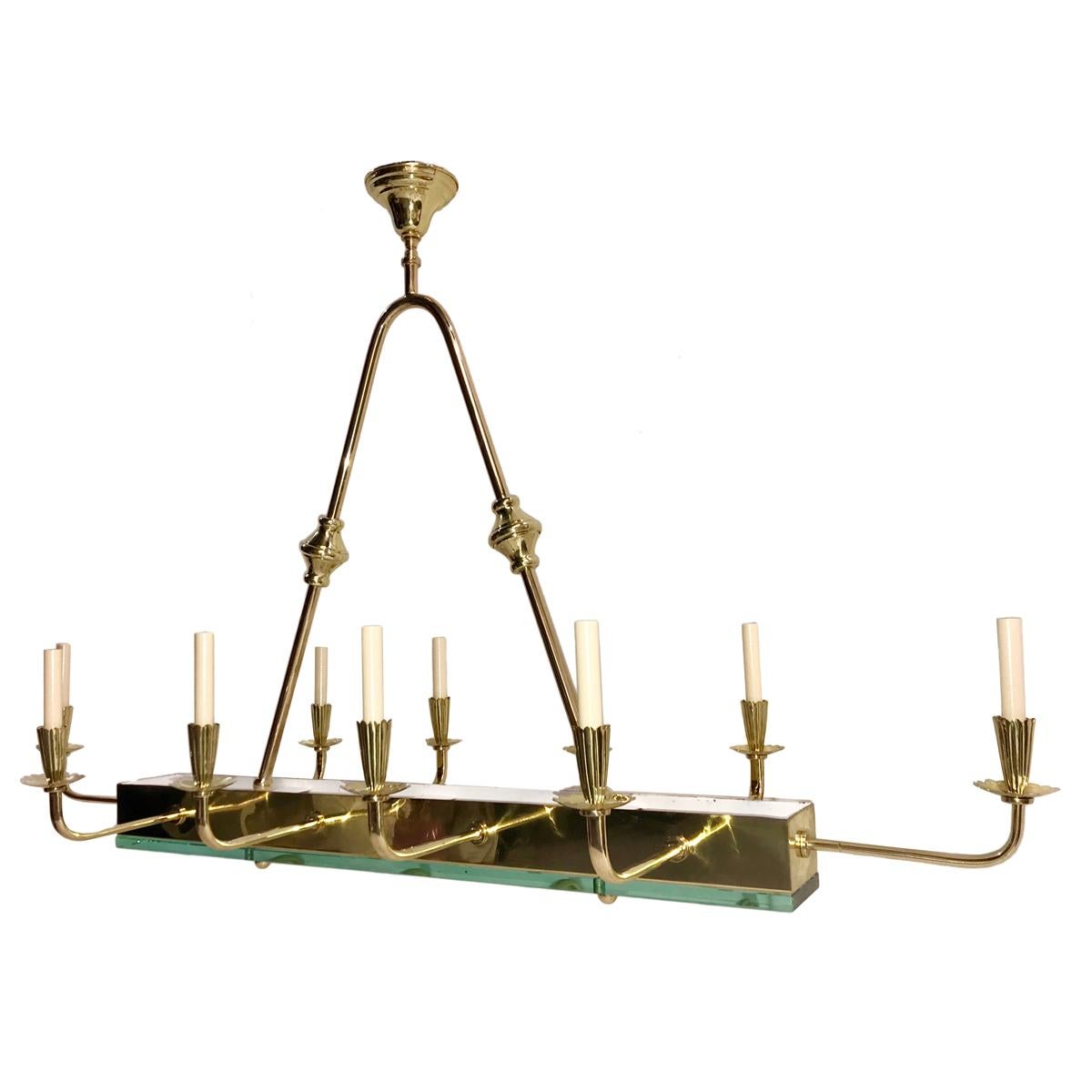 French Moderne Horizontal Chandelier For Sale