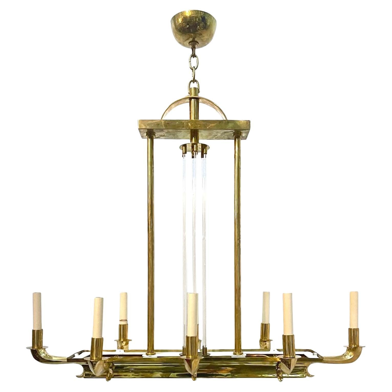 French Moderne Horizontal Chandelier For Sale