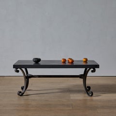 French Moderne Iron Coffee Table with Antique Slate Top