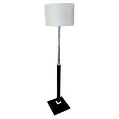 French Moderne Parzinger Style Wood Nickel Floor Lamp