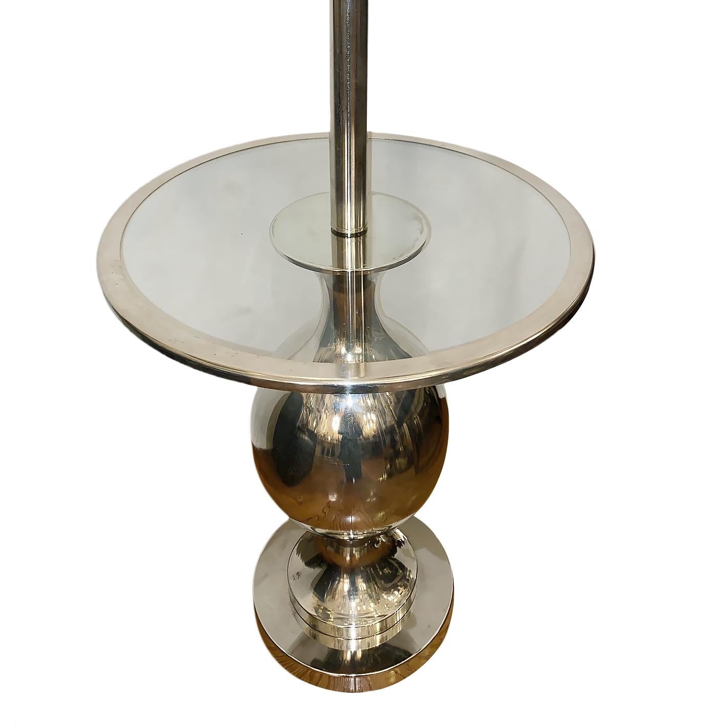French Moderne Silver Plated Table Floor Lamp In Good Condition In New York, NY