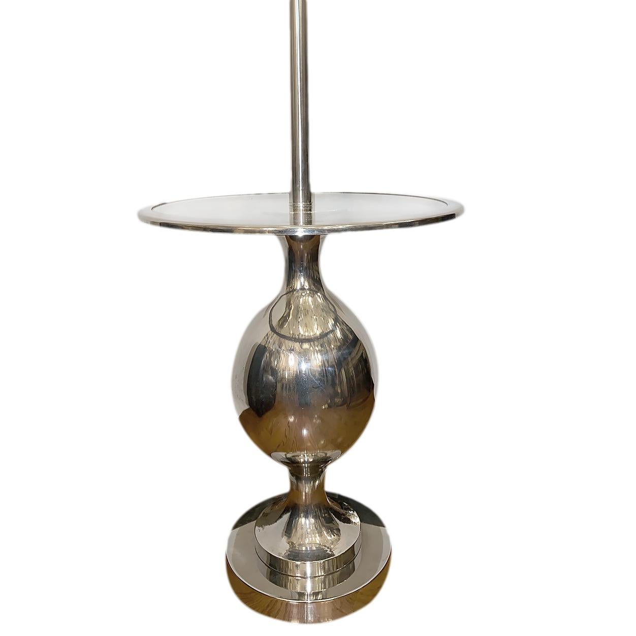 Late 20th Century French Moderne Silver Plated Table Floor Lamp