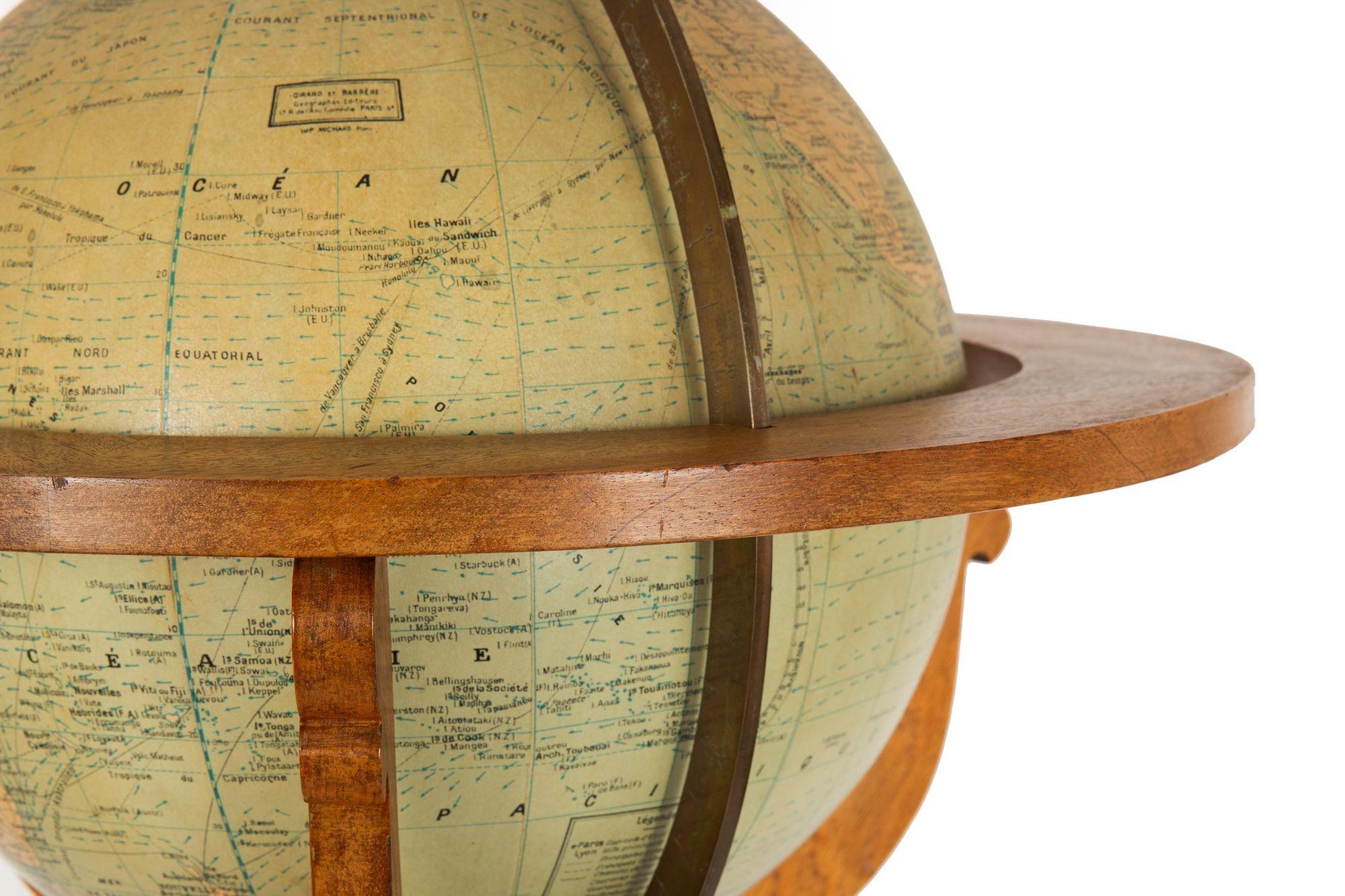 French Moderne Walnut Table Top Globe by Girard et Barrere ca. 1955 For Sale 6