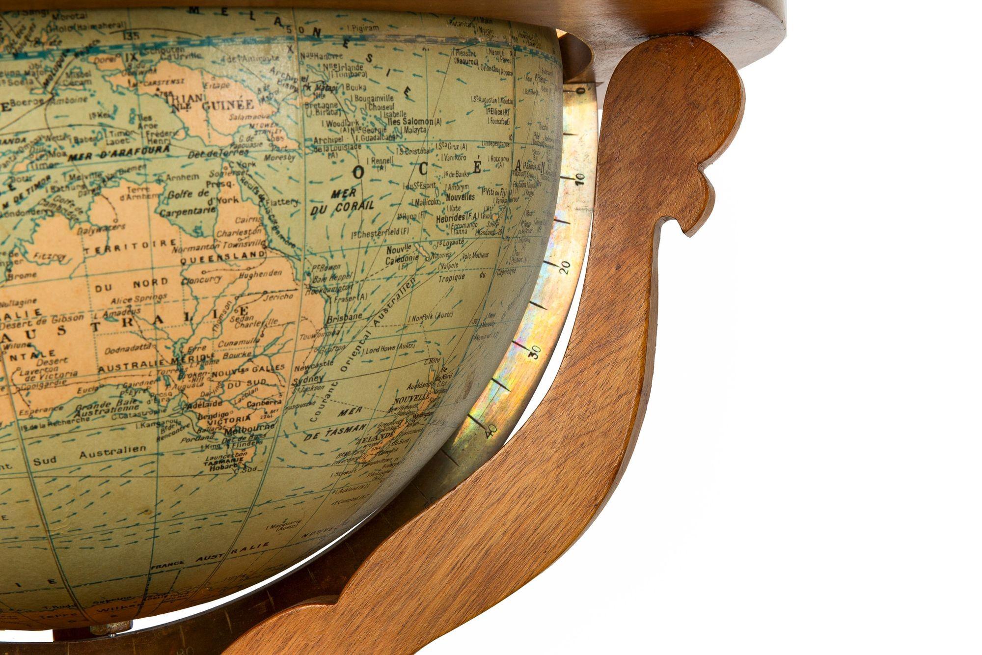 French Moderne Walnut Table Top Globe by Girard et Barrere ca. 1955 For Sale 7