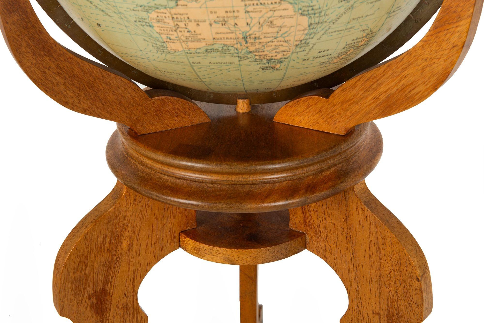 French Moderne Walnut Table Top Globe by Girard et Barrere ca. 1955 For Sale 13