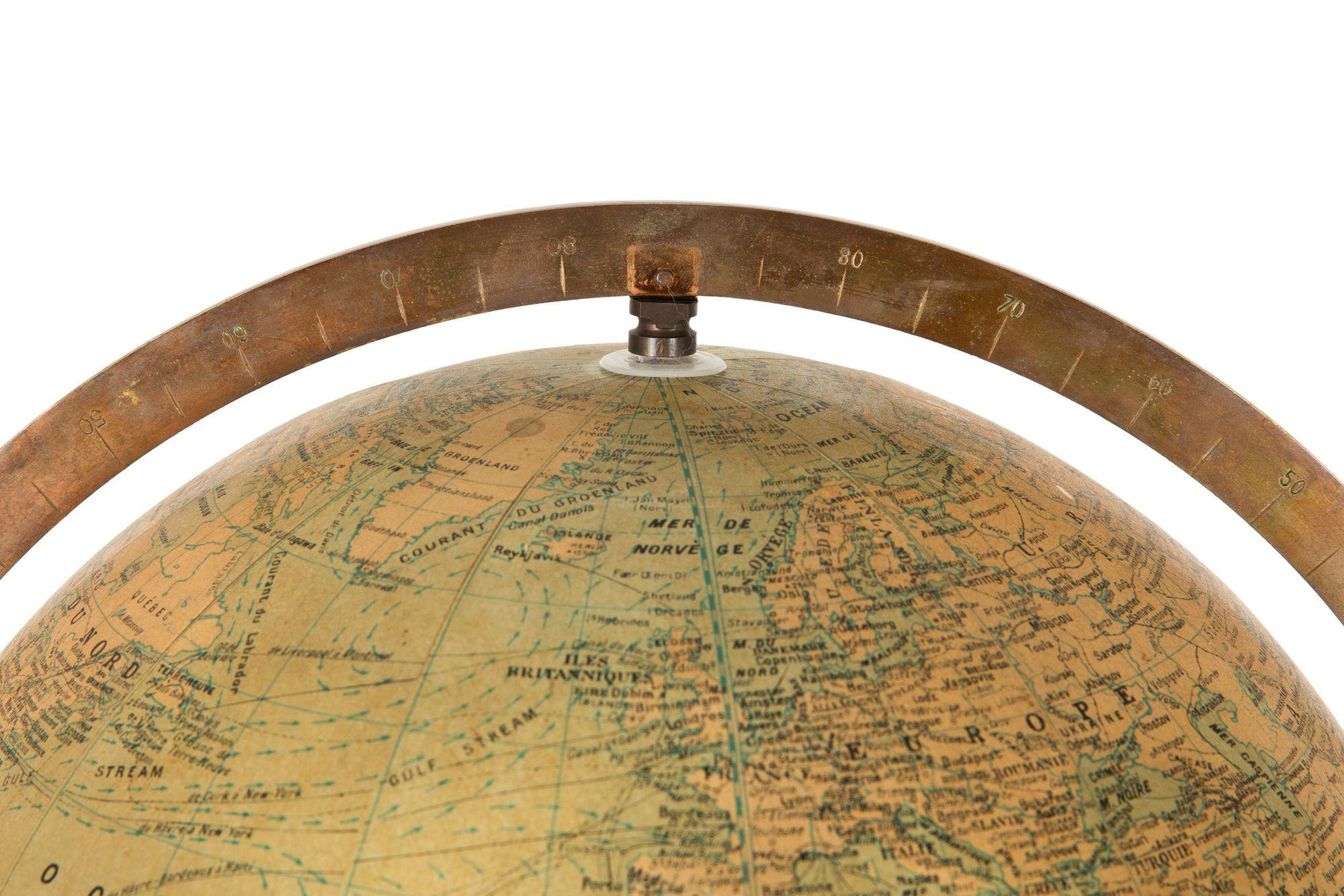 French Moderne Walnut Table Top Globe by Girard et Barrere ca. 1955 For Sale 3